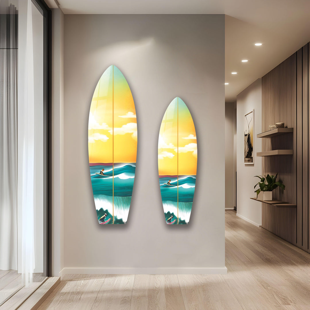 Meer Sonnenuntergang Kunst Surfbrett Wandkunst