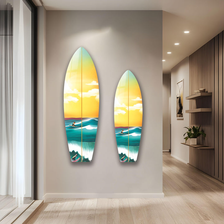 Meer Sonnenuntergang Kunst Surfbrett Wandkunst