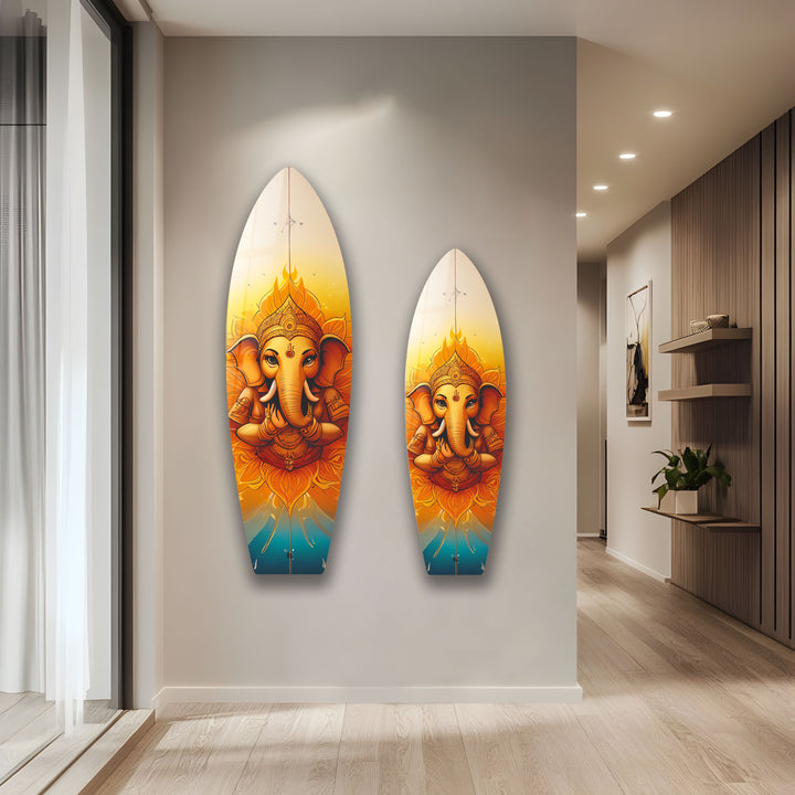 Buddha Orange Surfbrett Wandkunst