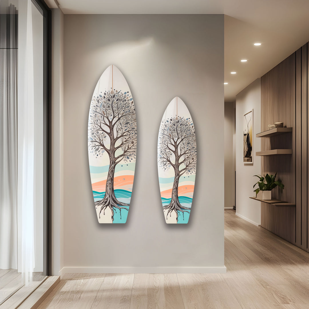 Braunes Baum-Surfbrett-Wandbild