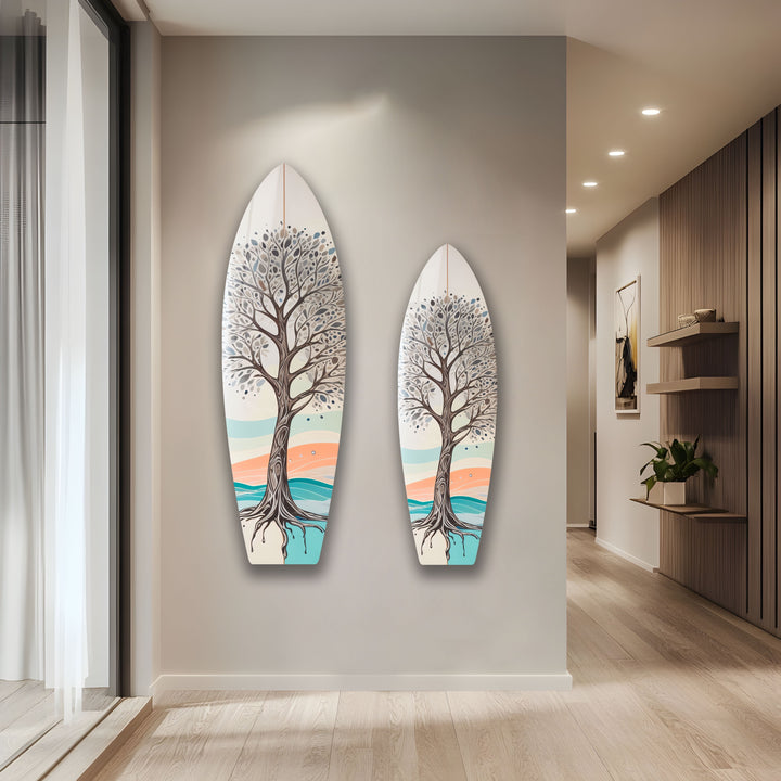 Braunes Baum-Surfbrett-Wandbild