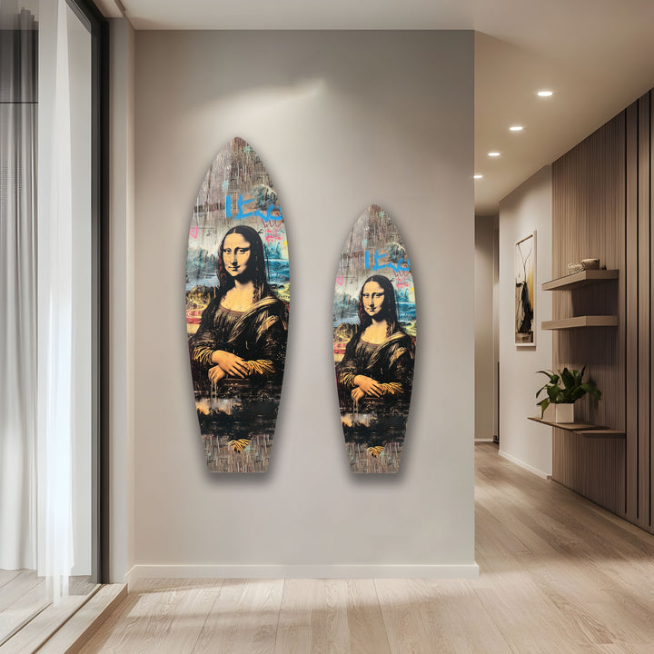 Mona Lisa Graffiti Surfbrett Wandkunst – Urban Street Pop Art Dekor