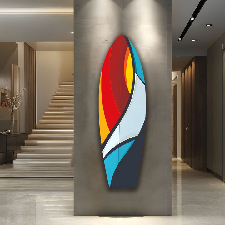 Red Blue Surfboard Wall Art