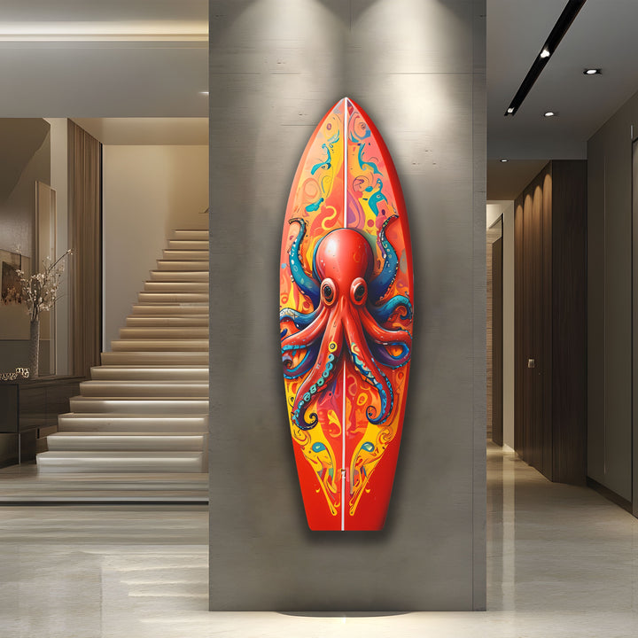 Colorful Octopus Surfboard Wall Art
