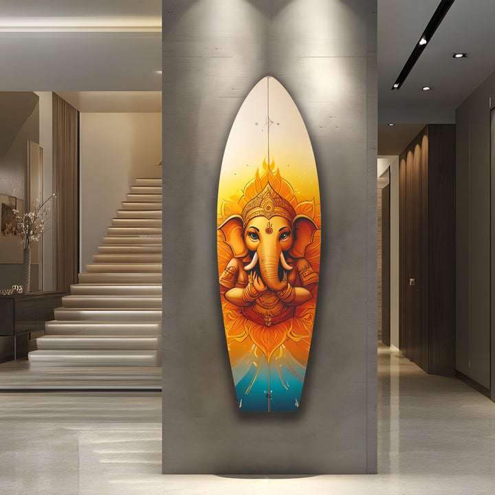 Buddha Orange Surfbrett Wandkunst