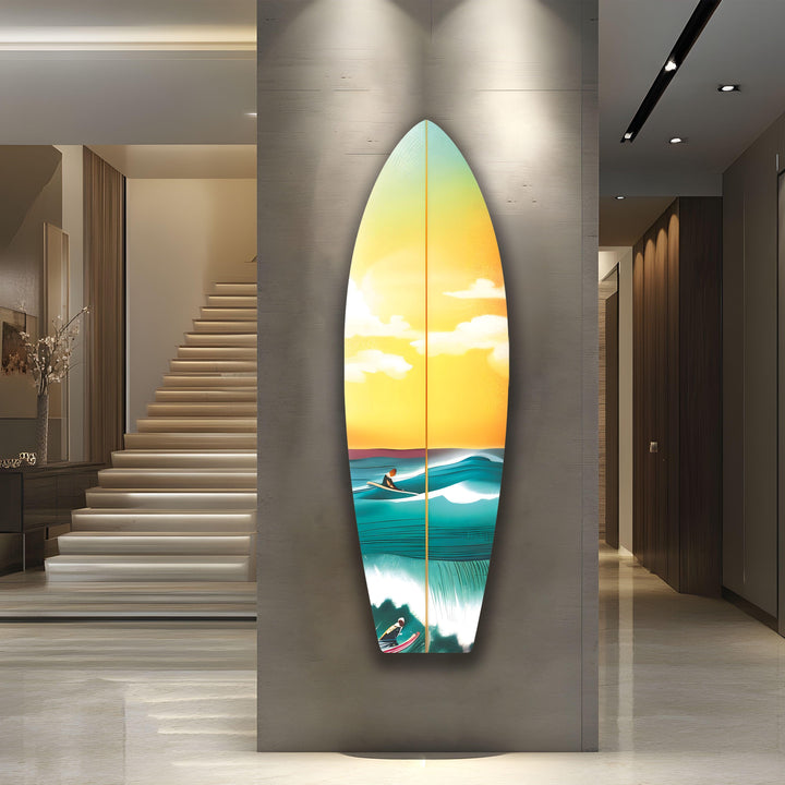 Meer Sonnenuntergang Kunst Surfbrett Wandkunst