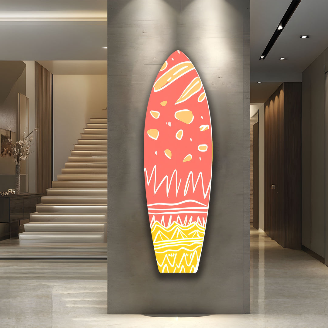 Pink Art Surfbrett Wandkunst