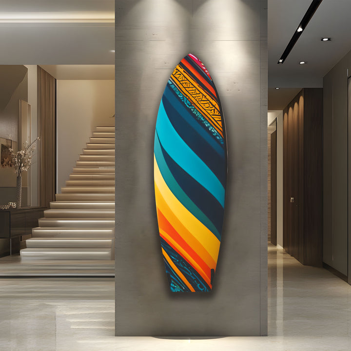 Blau Orange Kunst Surfbrett Wandkunst