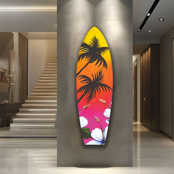 Weiche tropische Surfbrett-Wandkunst