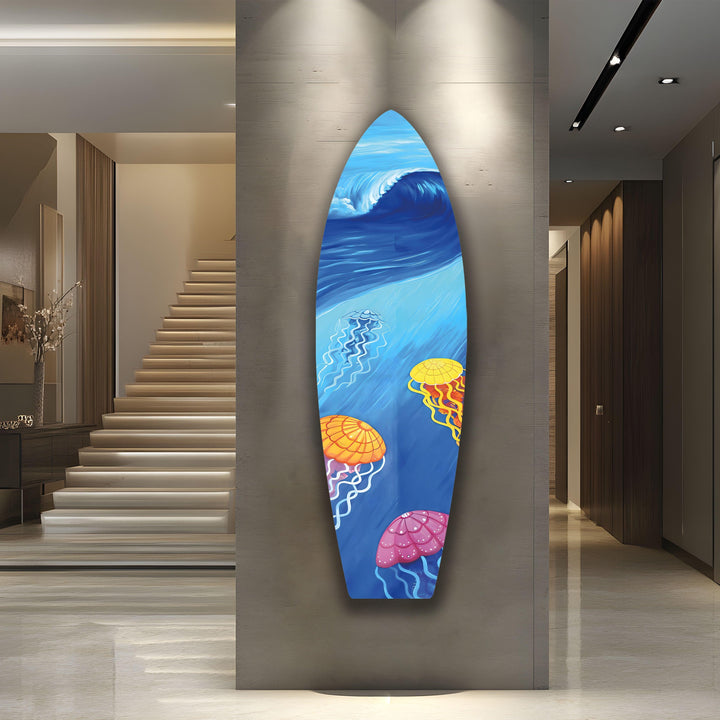 Quallen Surfbrett Wandkunst
