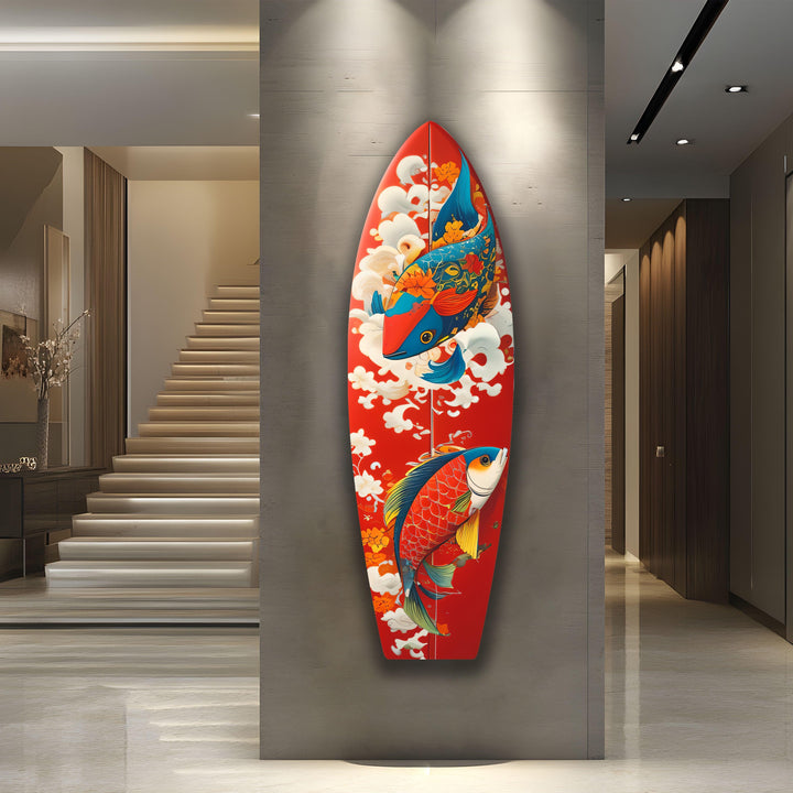 Koi Fisch Surfbrett Wandkunst