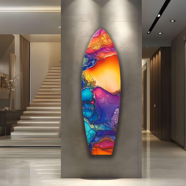 Farbig gebeizte Surfbrett-Wandkunst