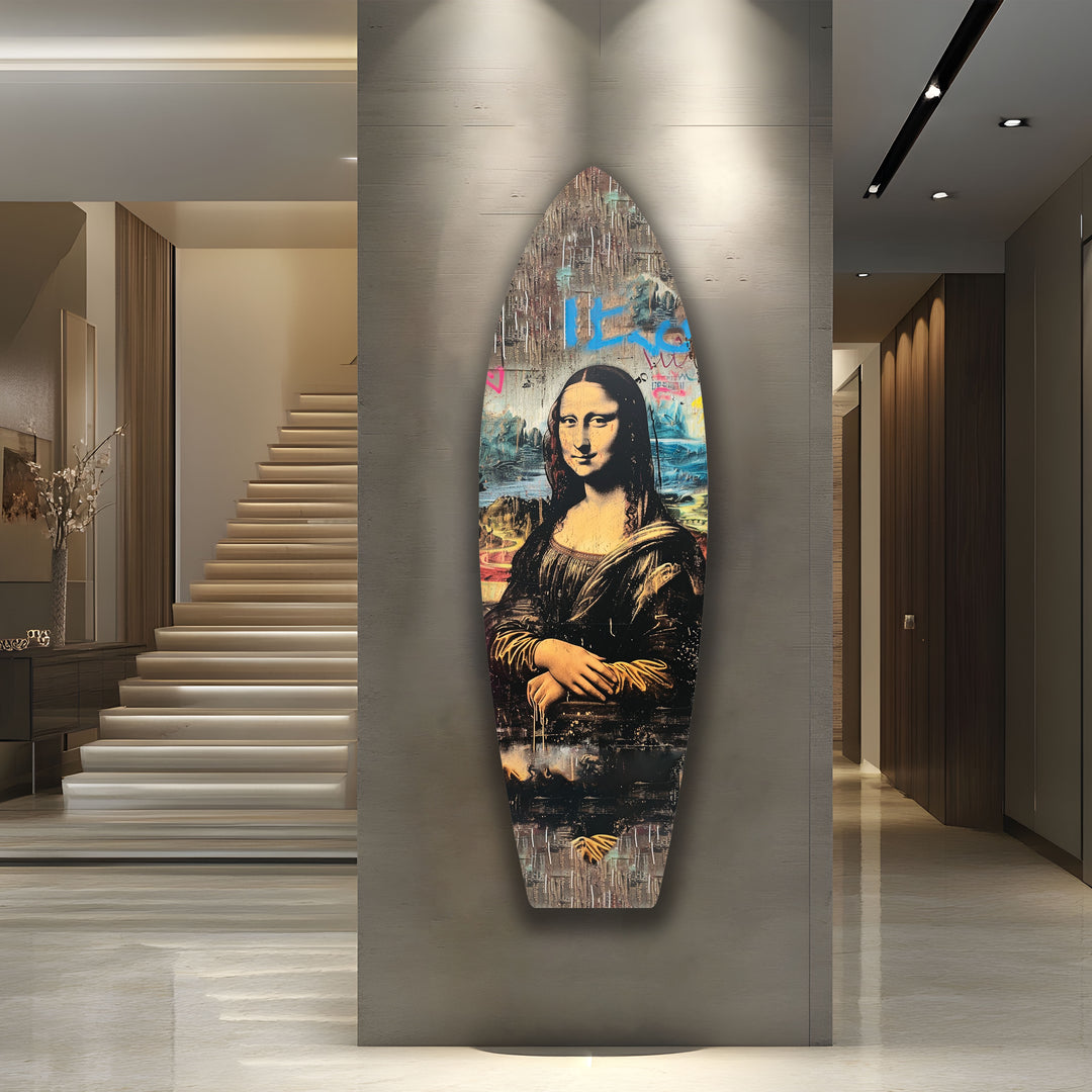 Mona Lisa Graffiti Surfbrett Wandkunst – Urban Street Pop Art Dekor