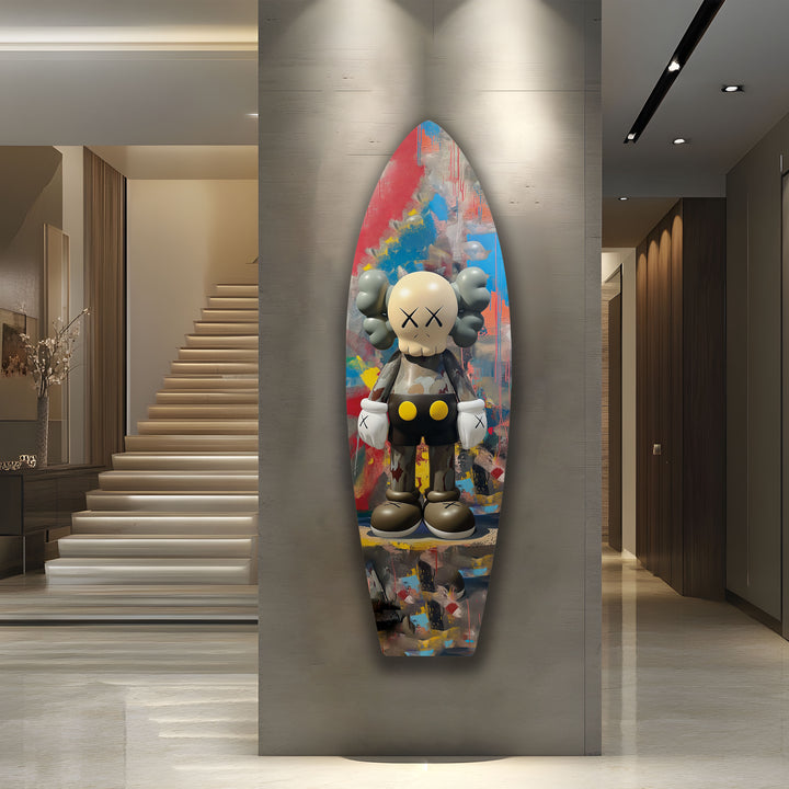 Graffiti Surfboard Wall Art – Contemporary Urban Pop Figurine Decor