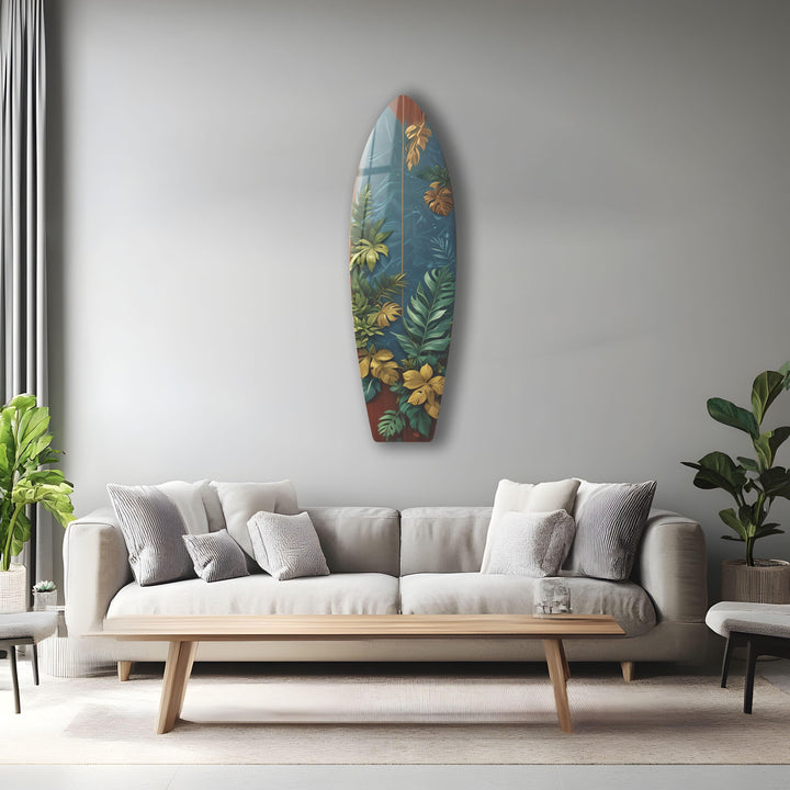 Botanische Blätter Surfbrett Wandkunst