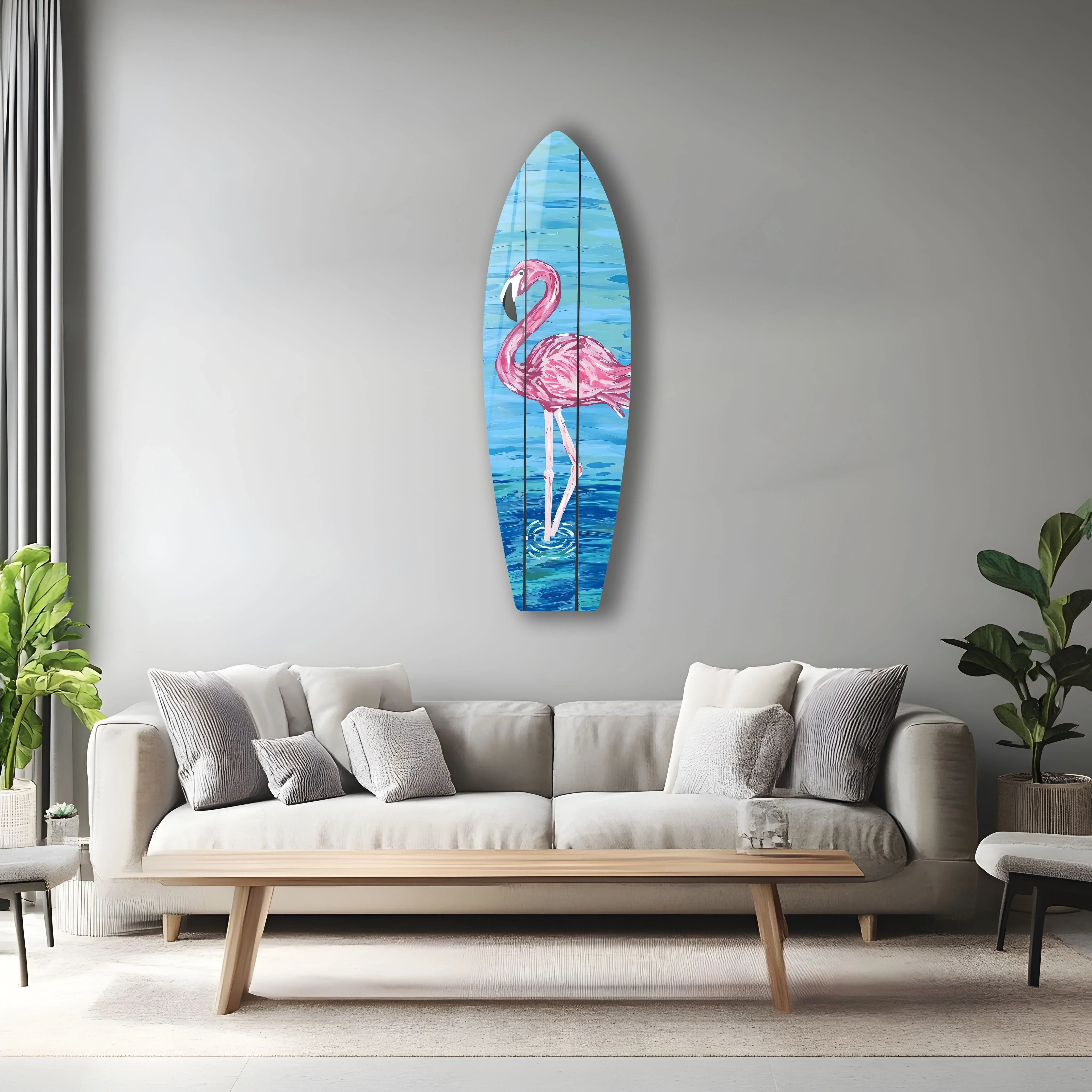 SOLD OUT☆ステンドグラス風ハワイアンフレーム☆ピンクドルフィン Flamingo Surfboard Wall Art – Tropical Decor – MyPhotoStation