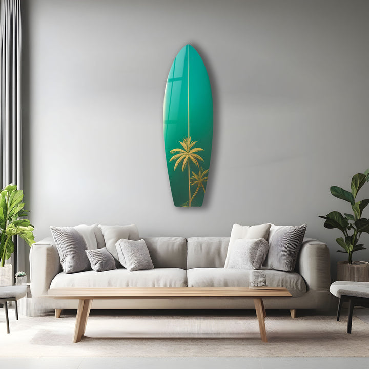 Grüne Palmen Surfbrett Wandkunst