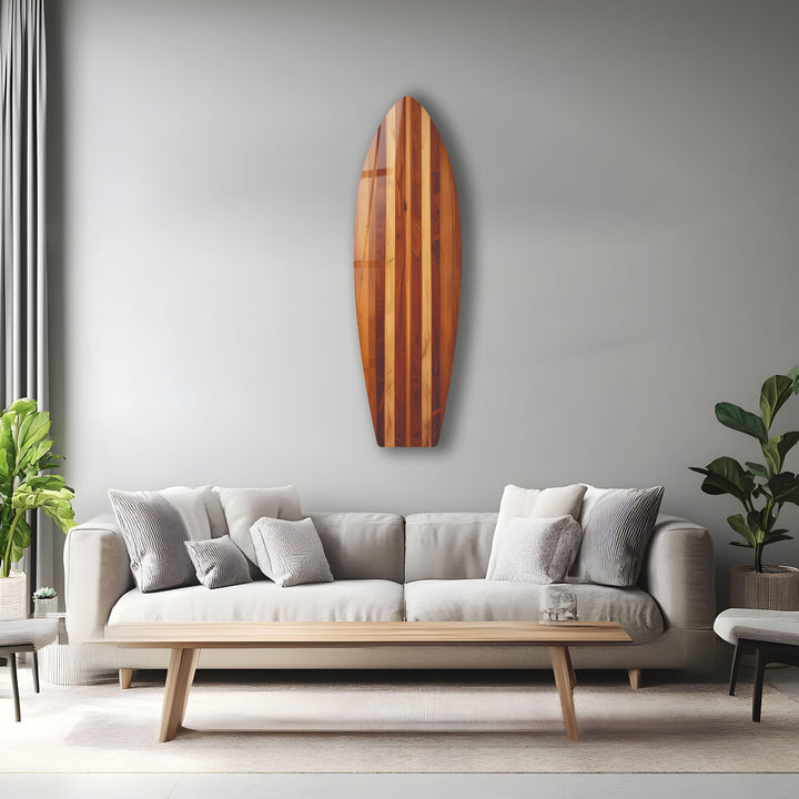 Wooden Details Braunes Surfbrett-Wandbild