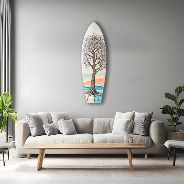 Braunes Baum-Surfbrett-Wandbild