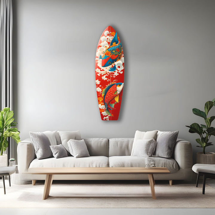 Koi Fisch Surfbrett Wandkunst