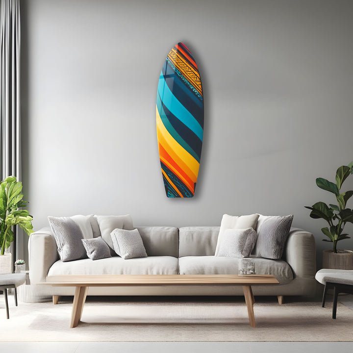 Blau Orange Kunst Surfbrett Wandkunst