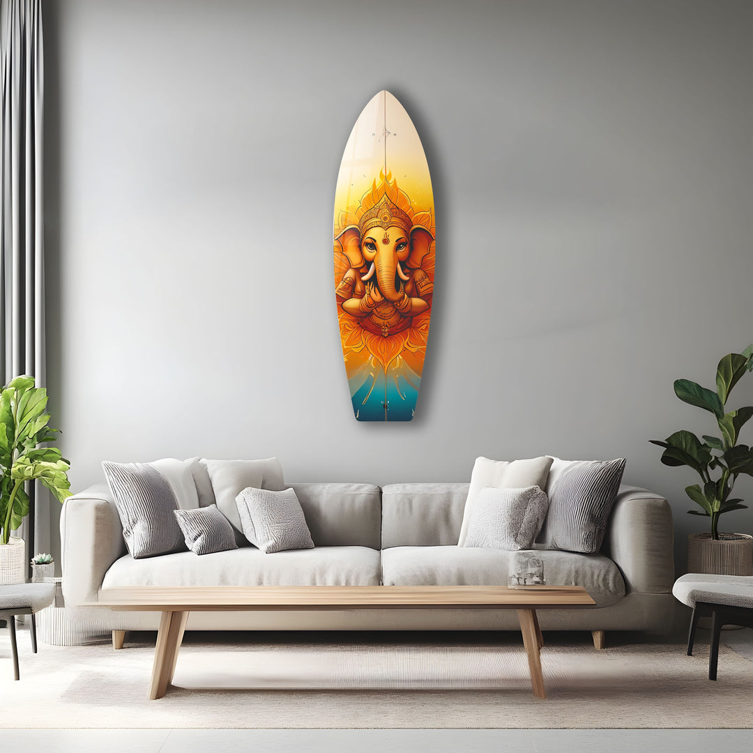 Buddha Orange Surfbrett Wandkunst