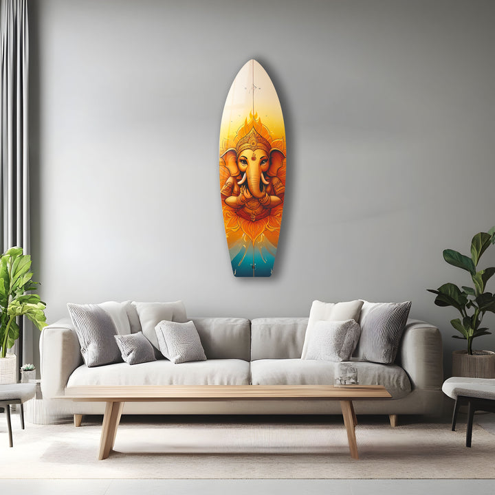 Buddha Orange Surfbrett Wandkunst