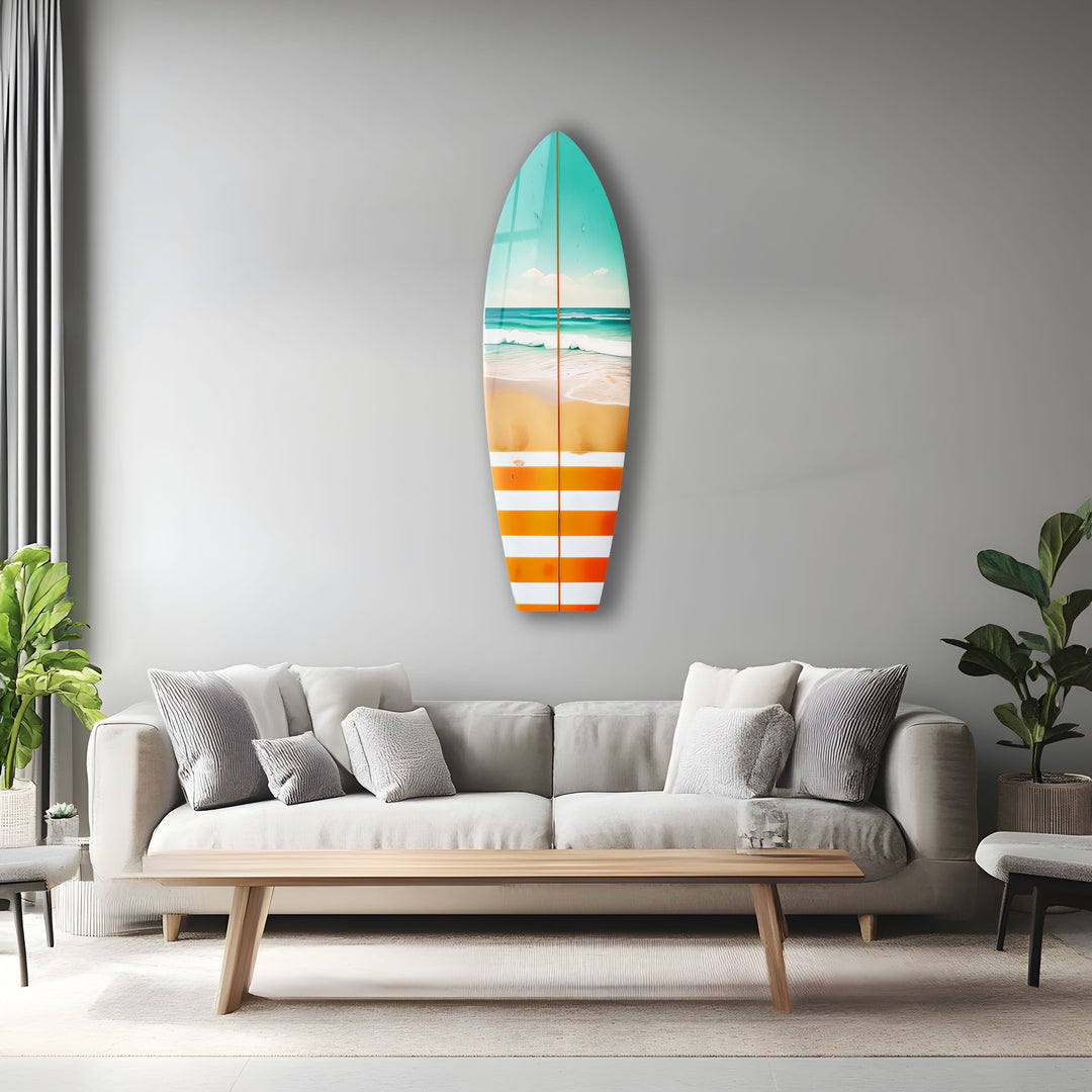 Striped Surfboard Wall Art – A Coastal Decor Statement