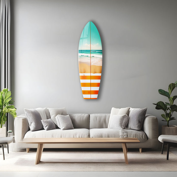 Striped Surfboard Wall Art – A Coastal Decor Statement