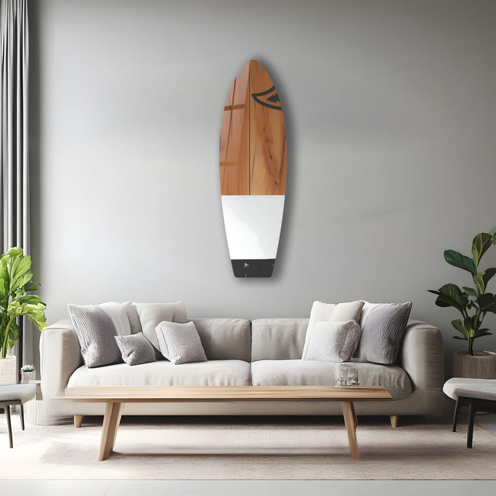 Wood Details Weißes Surfbrett-Wandbild