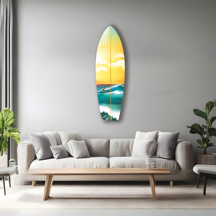 Meer Sonnenuntergang Kunst Surfbrett Wandkunst