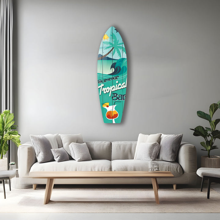 Sommerliche tropische Surfbrett-Wandkunst