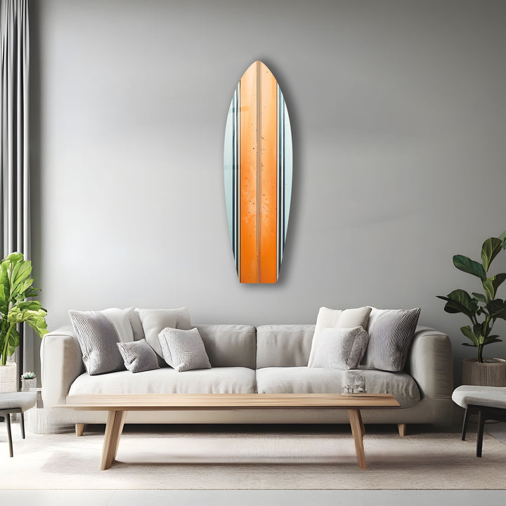 Orange weiße Linien Surfbrett Wandkunst