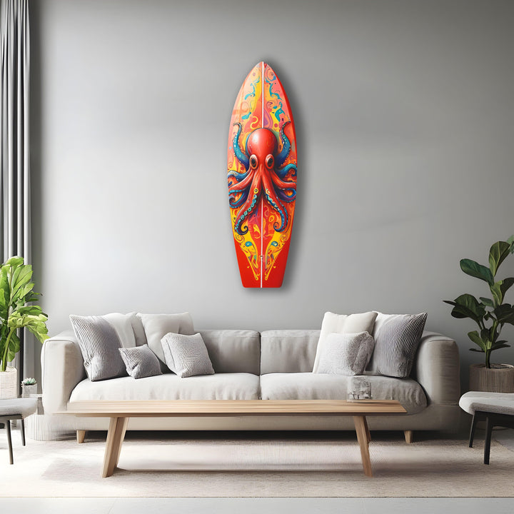Colorful Octopus Surfboard Wall Art