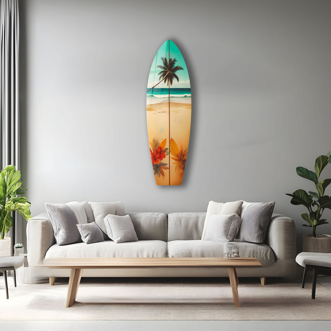 Tropical Palm Surfboard Wall Art – Coastal Beach Decor