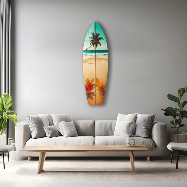 Tropical Palm Surfboard Wall Art – Coastal Beach Decor