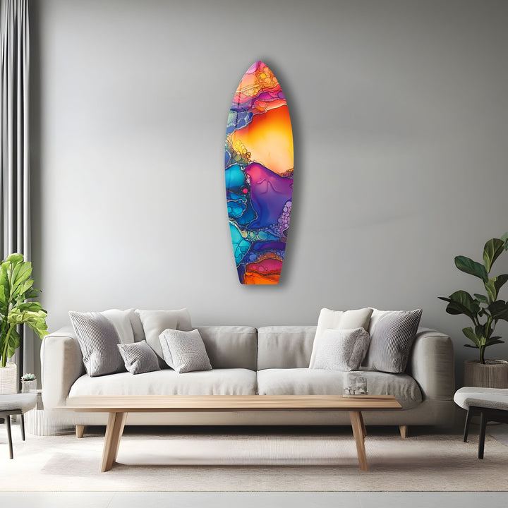 Farbig gebeizte Surfbrett-Wandkunst
