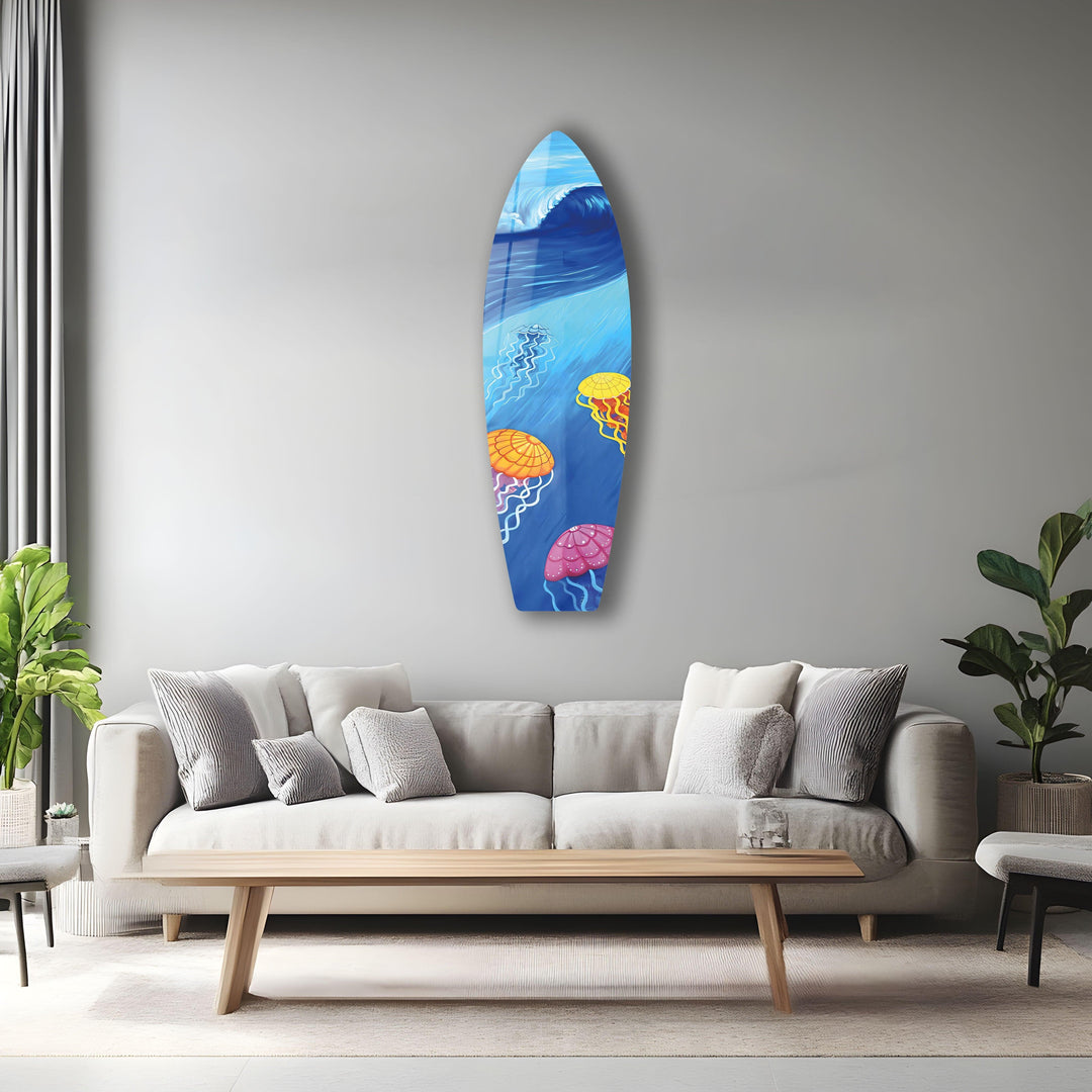 Quallen Surfbrett Wandkunst