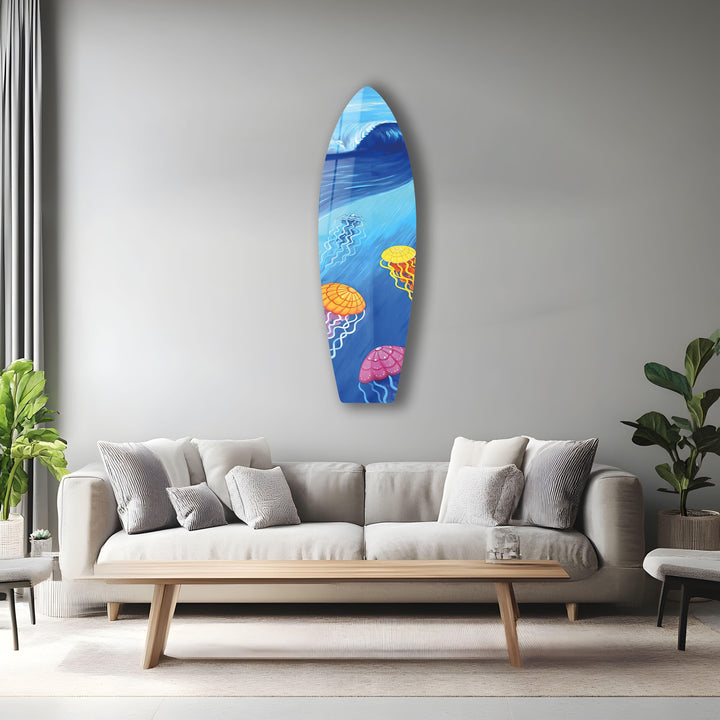 Quallen Surfbrett Wandkunst