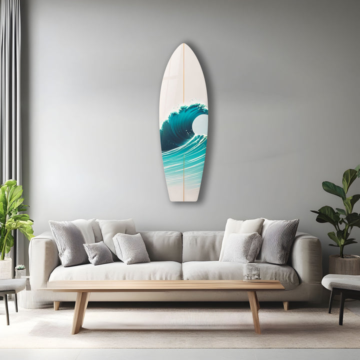 Weiße Meereswellen Surfbrett Wandkunst
