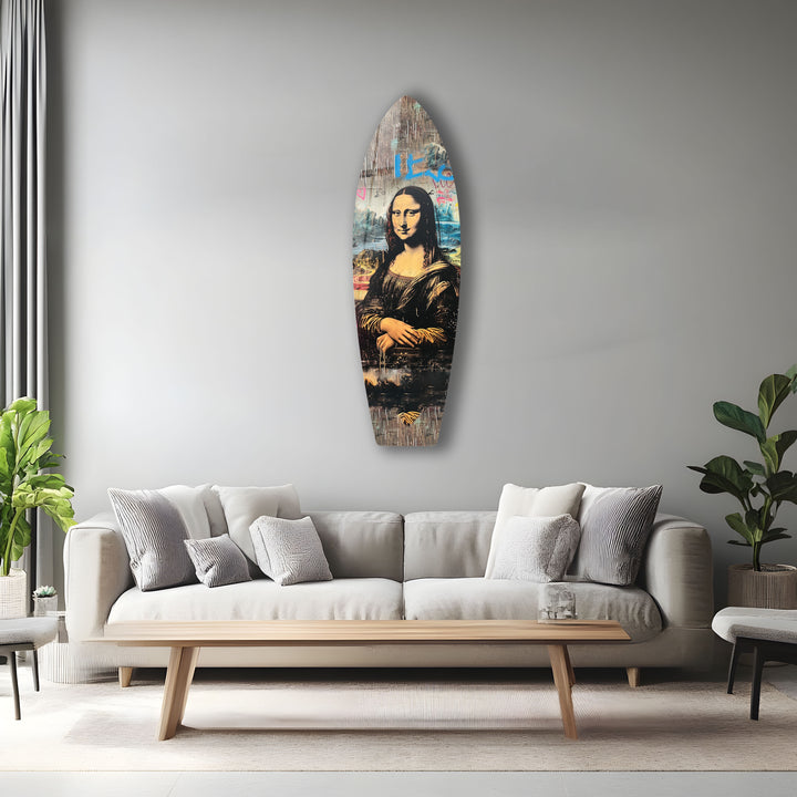 Mona Lisa Graffiti Surfbrett Wandkunst – Urban Street Pop Art Dekor
