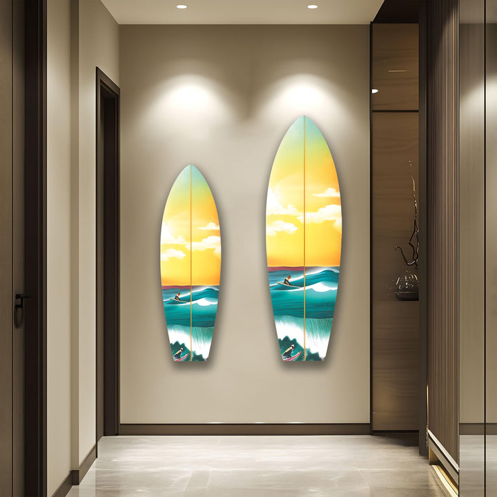Meer Sonnenuntergang Kunst Surfbrett Wandkunst