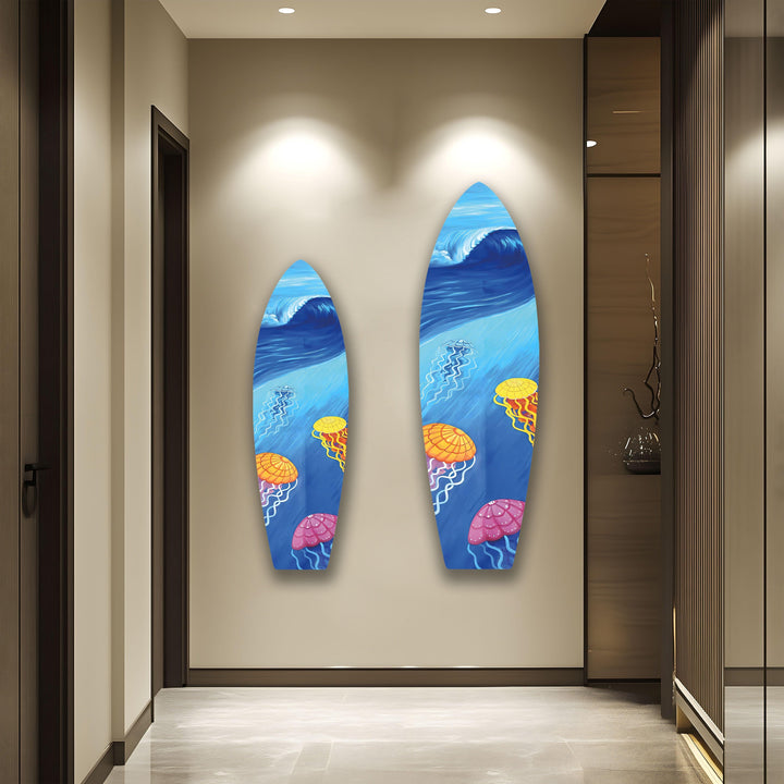 Quallen Surfbrett Wandkunst