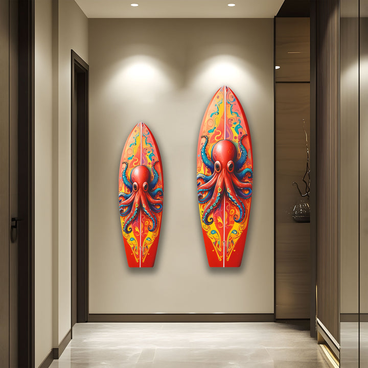 Colorful Octopus Surfboard Wall Art