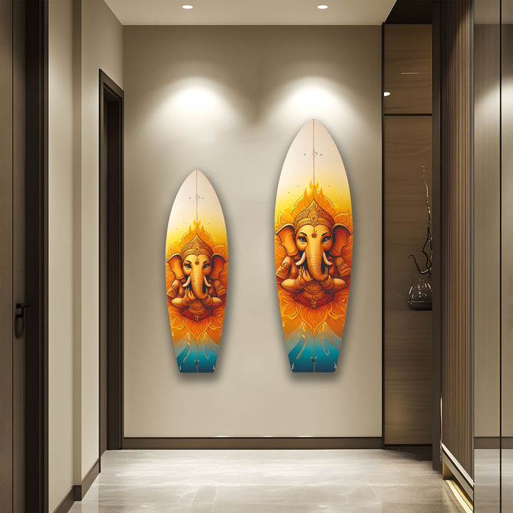 Buddha Orange Surfbrett Wandkunst