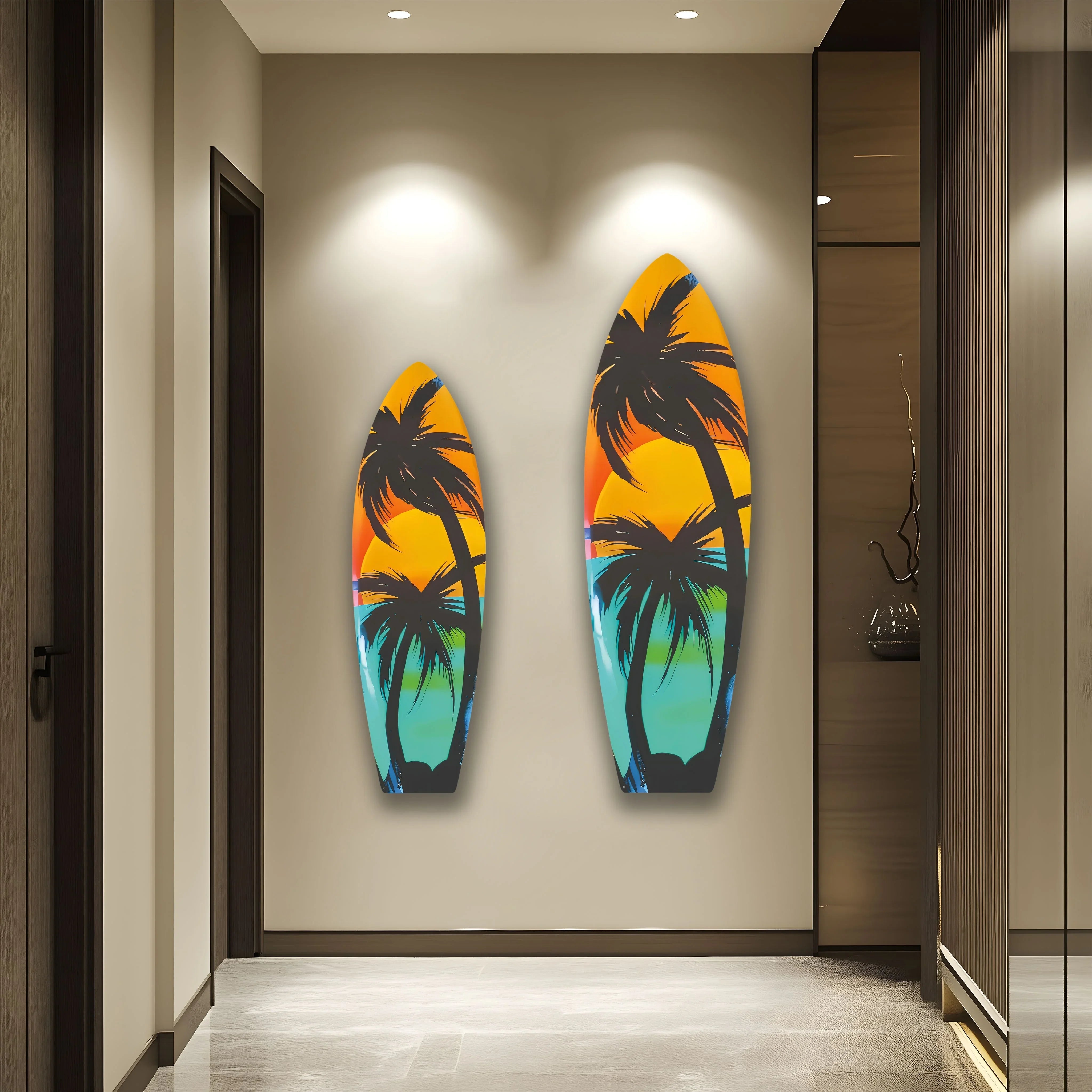 Black Palm Trees Surfboard – Tropical Wall Art – MyPhotoStation