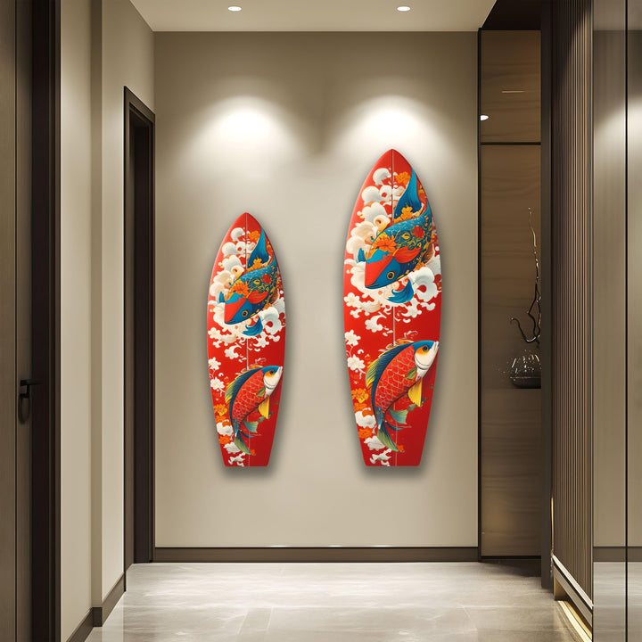 Koi Fisch Surfbrett Wandkunst