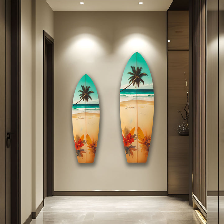 Tropical Palm Surfboard Wall Art – Coastal Beach Decor