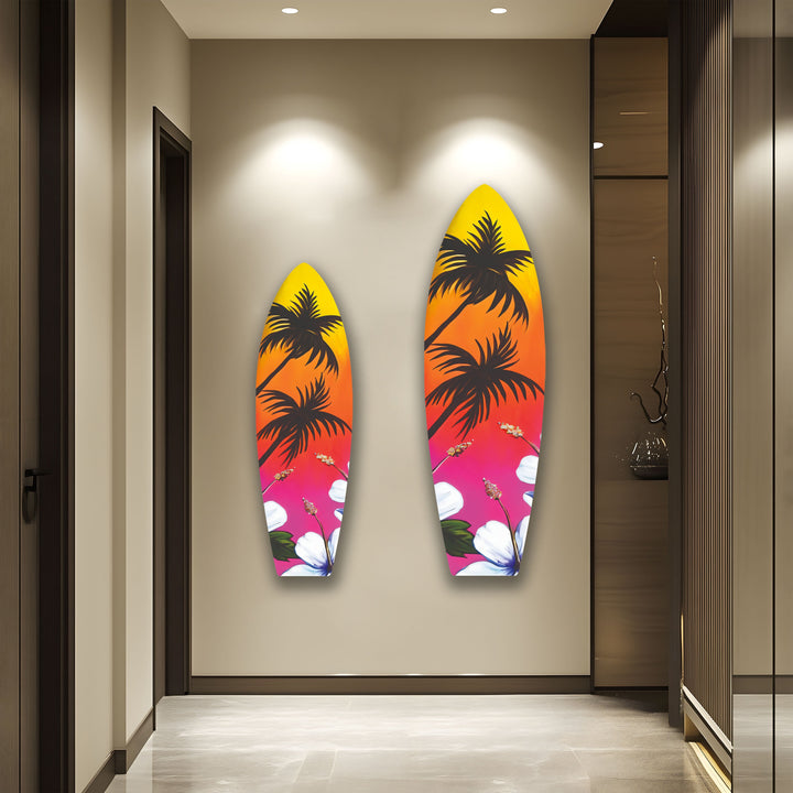 Weiche tropische Surfbrett-Wandkunst