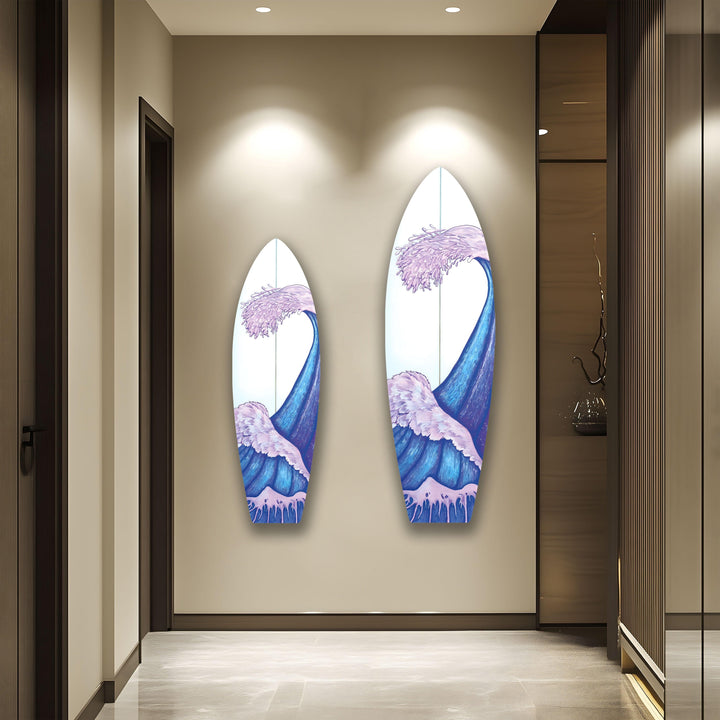 Lila Meereswelle Surfbrett Wandkunst